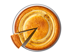 Minimal Flat Lay Banana Cake for Bakery Menu and Branding PNG