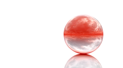 Red and Gray Cloudscape with Reflective Sphere isolated on white background