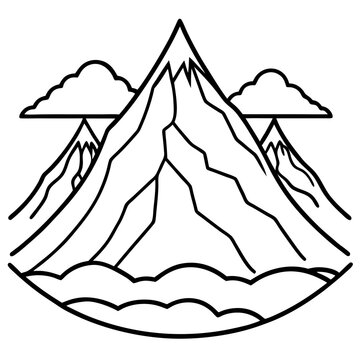 Mount Olympus line art vector