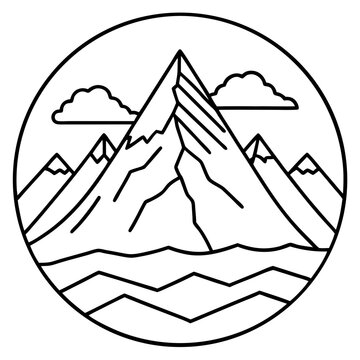 Mount Olympus line art vector