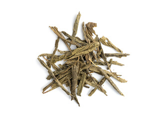 Green tea leaves macro textured background