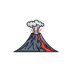 Volcano Erupting with Smoke and Lava Illustration.