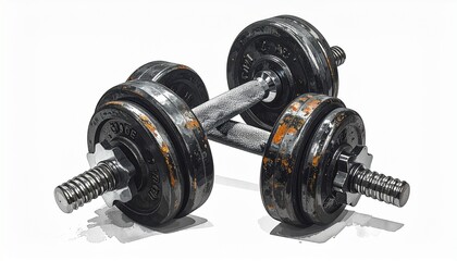 Two adjustable dumbbells with metal handles and black weight plates on flat surface