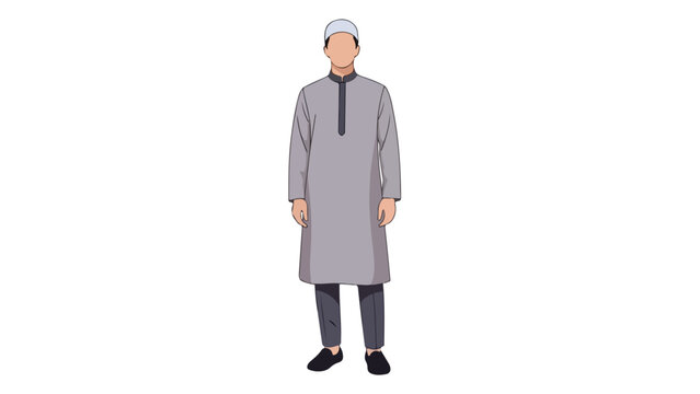 Illustration of a man wearing a traditional Middle Eastern outfit standing against a plain white background.