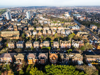 Rows of large houses in the suburbs of Liveprool
