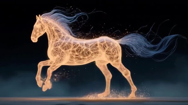 燐光の粒が集う幻想の疾走馬、スピード感ある表現