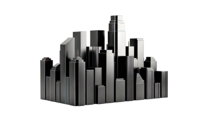Sleek Black Skyscraper Cityscape Model