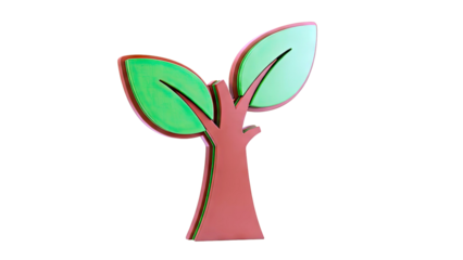 Stylized Tree Sculpture with Green Leaves