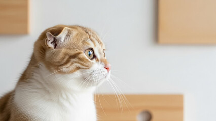 スコティッシュフォールド 部屋でくつろぐ耳の折れた猫