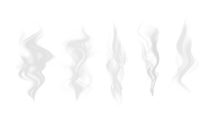 Naklejka premium Realistic steam or smoke on hot tea, coffee, food. PNG Stock royalty free. 