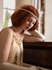 Flapper dress lady sitting