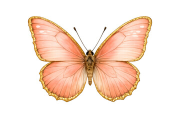 Fototapeta premium Pink butterfly with golden glitter wings, elegant insect art illustrating nature, beauty, and freedom, transparent background