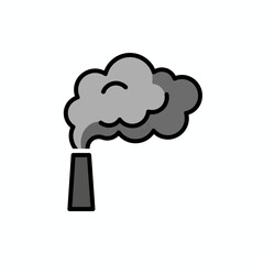 Isolated minimal vector of smoke emission symbol, flat design, white background.