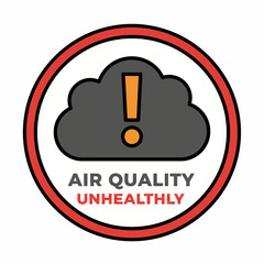 Isolated flat vector of air quality warning symbol, simple icon style, white background.