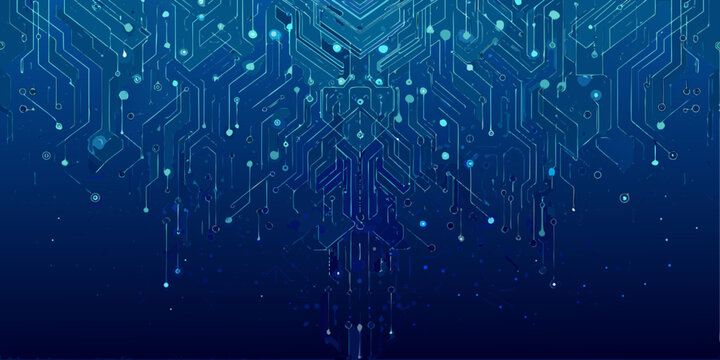 Abstract digital circuitry pattern with a glowing deer silhouette