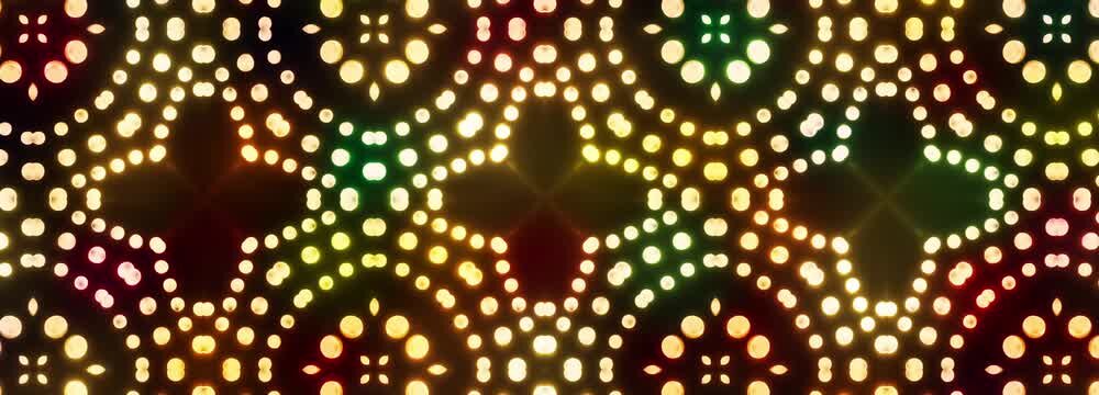 colorful shiny arabesque pattern in slow motion kaleidoscope animation for travel, holidays and celebration decoration background 