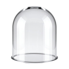Transparent glass dome on black background, casting soft reflections