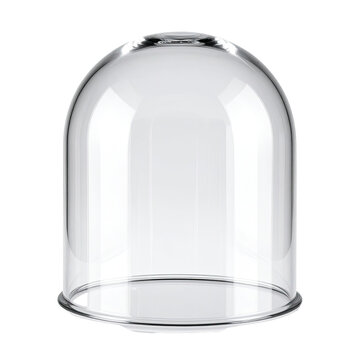 Transparent glass dome on black background, casting soft reflections