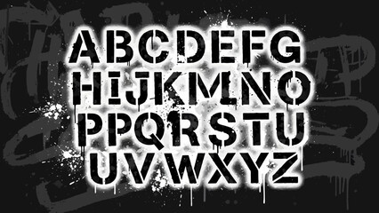 Bold Stencil Graffiti Alphabet Dynamic Graphic Design Elements for Urban-Inspired Typography Projects and Creative Artistic Expression