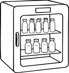 Minimalist Laboratory Refrigerator Line Art: Medical Incubator Icon for Vaccine Storage and Science Research