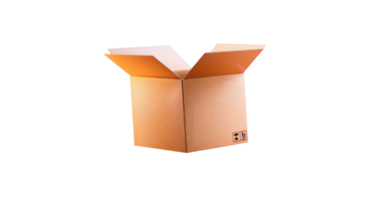 Open cardboard box for packaging delivery storage shipping and logistics ecommerce warehouse supply concept on white background