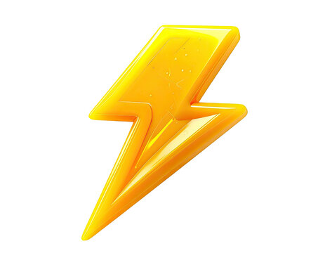 Gleaming, 3D golden lightning bolt, isolated against a pure black background