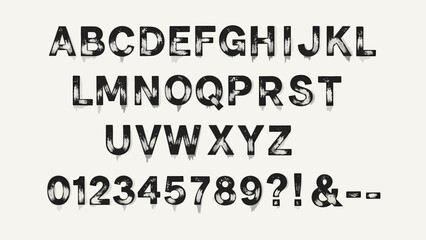 Alphabet and Numbers With Unique Dripping Effect Font Design