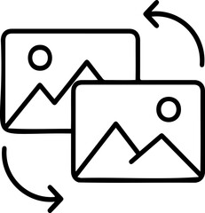 Line Art Icon Representing Image Exchange, Photo Transfer, and Media Synchronization