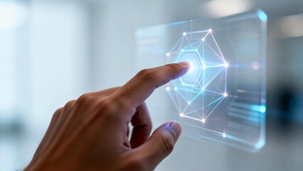 Hand interacting with holographic interface