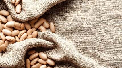 Rustic charm with beans on burlap. Capturing the simple beauty of nature's bounty. A perfect backdrop for culinary creations and healthy eating concepts. #beans #rustic #burlap