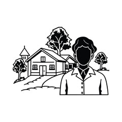 Remote village schoolteacher silhouette