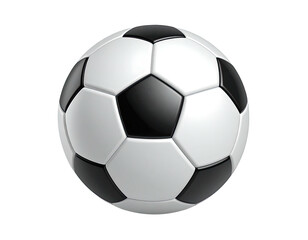 Fototapeta premium A photorealistic soccer ball, white and black pentagonal panels, on black