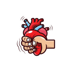 heart squeezed by hand almost burst