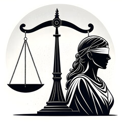 elegant scale of justice in black and white
