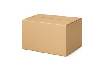 Cardboard box for delivery and shipping goods, ecommerce packaging, isolated on transparent background, parcel for logistics and storage