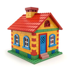 house made of colorful blocks bricks isolated on