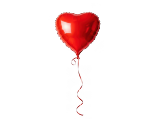 Red heart shaped balloon isolated on transparent background