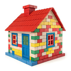 house made of colorful blocks bricks isolated on