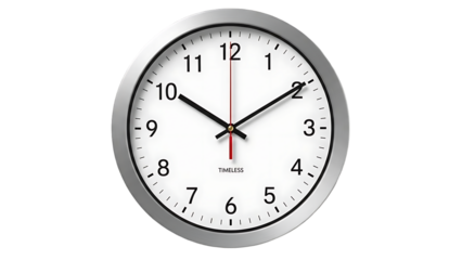 wall clock isolated on white background showing time