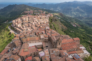 Aerial View of Geraci Siculo Old Town, Sicily, Italy