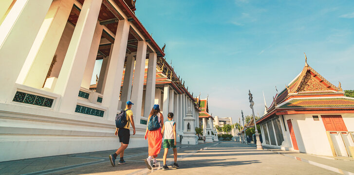 Visiting in the Loha Prasat, Wat Ratchanatdaram, Worawihan, Bangkok, Thailand.