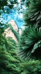 Exploring Huangshan mountains and lush green vegetation