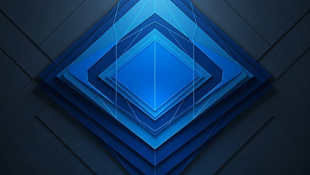 A modern blue geometric design with multiple layers and a vibrant digital aesthetic - Powered by Adobe