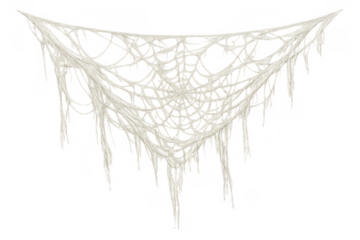 Realistic cobweb texture hanging, creating a spooky and creepy atmosphere for halloween and haunted decorations