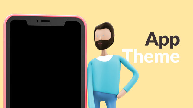 Explainer Man Mobile App Close Up