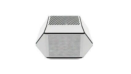 Modern White Speaker with Black Geometric Accents