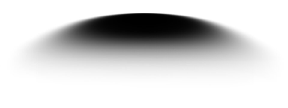 Realistic soft oval shadow overlay on transparent background.