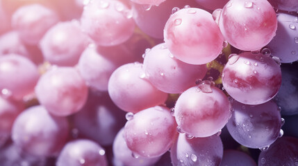 Frost covered Vidal vine grapes glisten with droplets, showcasing their vibrant colors and freshness in beautiful arrangement