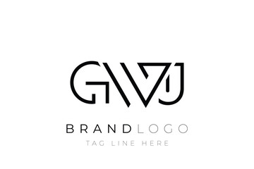 Obraz premium GWJ abstract letter logo design. Modern Business Logo Design With Abstract Typography and Contemporary Style