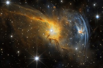 Vibrant cosmic cloud captures the beauty of the universe in vivid colors and sparkling stars